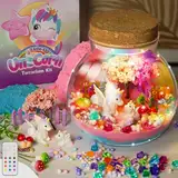 Winnrok Einhorn Geschenke für Mädchen, Bastelset Kinder Spielzeug 4 5 6 7 8 Jahre, Nachtlicht Einhorn Terrarium Set, Weihnachten Geburtstagsgeschenk für Kinder Adventskalender Mädchen, DIY Spielzeug