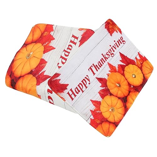 Warmhm 2 Stück Thanksgiving Bodenmatte Polyester Kürbis Druckmatte Küchen Bodenmatte Küchenmatte