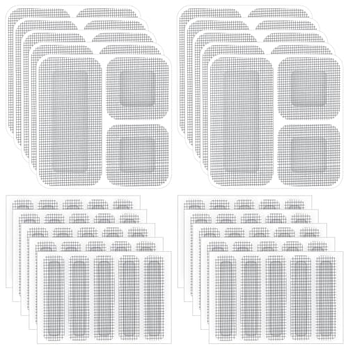 AiQInu Fliegengitter Reparatur Set,80 Stück Fenster Tür Patch Reparatur,Moskitonetz,Fliegengitter,Insektennetz-Reparaturset,Selbstklebender Insektenschutz-Schwarz 20 Blätter