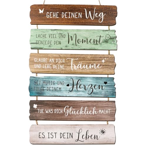 COLOFALLA Jugendweihe Deko Schild mit Spruch Wandschild Lebenseinstellung Motivation Schulkind Jugendweihe Bild Planken Optik Holz Spruch Schild Geschenk