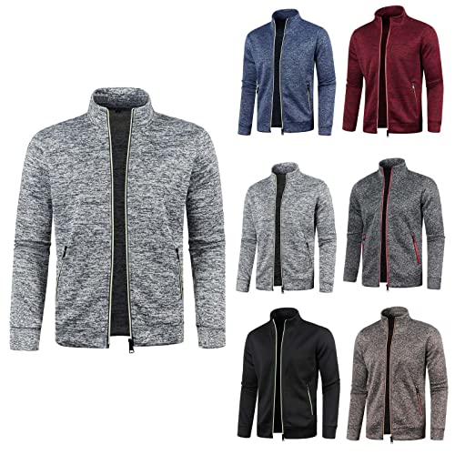 Sweatjacke Herren mit Reissverschluss Ohne Kapuze Klassisch Sportjacke Leichte Jacke Stehkragen Trainingsjacke Strickjacke mit Taschen Freizeitjacke Softshelljacke Laufjacke