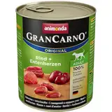 GranCarno Hunde Nassfutter mit Rind + Entenherzen (6 x 800 g), Hundefutter nass ohne Getreide und Zucker von animonda, für ausgewachsene Hunde, mit frischen fleischlichen Zutaten