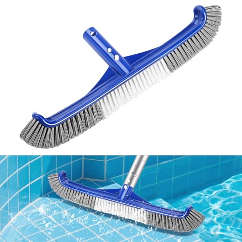 Poolbürste, 43CM Pool Reinigungsbürste, Pool Bürste mit Nylonborsten EZ-Clip, Reinigungsbürste, Poolbesen für Reinigung Pool Wänden, Fliesen, Böden