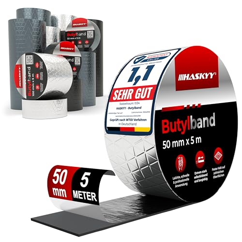Wasserdichtes Klebeband Butylband I 5cm*5m hochwertig selbstklebend mit Aluminiumfolie I Butyl-Tape alterungsbeständig korrosionsbeständig UV-beständig