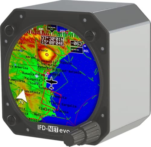 IFD-NET EVO MAP künstlicher Horizont Höhenmesser Anemometer Moving Map mit synthetischer 3D-Vision, HSI/ADF und NEAREST (EVO MAP)