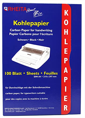 Rheita 8172-100 Kohlepapier in der 100 Blatt Mappe, A4, scharz, ideal für Kopien von Dokumenten, Pauspapier für Zeichnungen,schwarz