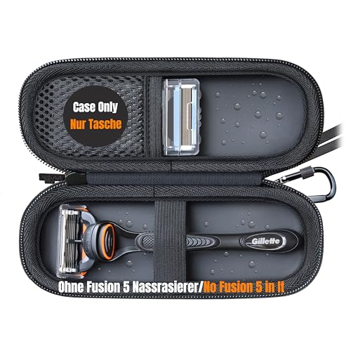 Woollo PU Tasche Kompatibel mit Gillette Fusion 5 Nassrasierer Herren Tragbar Hart Reise Case Etui Hülle Wasserdicht Tasche für Fusion 5 and ProGlide Rasierer