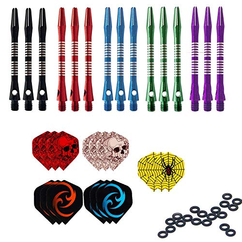 ToBeIT 15 Stücke Alumium Dart Shaft - Metall Darts Shafts Dartschäfte Fuer Soft Dartpfeile und Steel Dartpfeile (bunt)