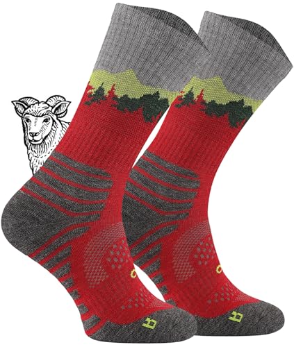 TODO BP LIGHT Dünn Merino Wandersocken für Herren, Damen Trekking-Socken, Atmungsaktiv, 55% Merinowolle Blend Funktionssocken, Outdoor (Falcon Raspberry, 39-42)