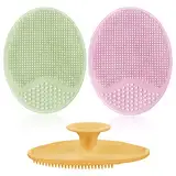 Aolso Silikon Baby-Badebürste, 3 Stück Baby-Kopfhaut-Massagebürste, Silikon Gesicht Scrubber, Peeling-Bürste, Manuelle Gesichtsreinigungsbürste für Neugeborene & Kleinkinder