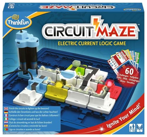 ThinkFun - 76341 Circuit Maze - das spannungsgeladene Logikspiel von ThinkFun für Jungen und Mädchen ab 8 Jahren. Stromkreis mit LED-Lichtern und Schalter