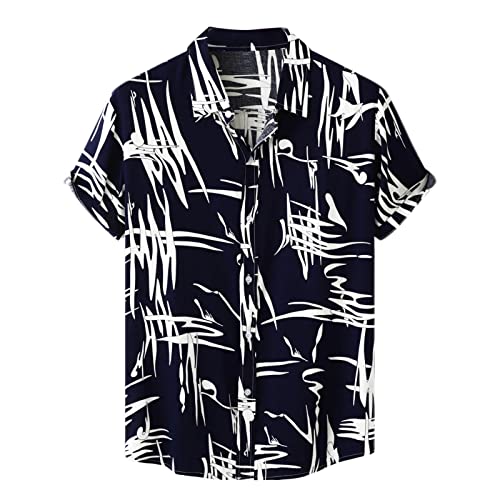 Generisch Hawaii Hemd männer 4XL Baumwolle weites Hemd Herren Sommer Hemden Herren lang weiß Kurzarmhemd Herren schwarz Oversize sommerhemd Herren Herren sommerhemd 4XL