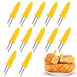 OFFCUP BBQ Mais Halter, 12pcs Edelstahl Maiskolben Spieße, Twin Prong Maiskolbenhalter, Maiskolbenhalter Mais Picks für BBQ Maiskolben Grillzubehör Corn Holders Schaschlikspieße Fruit Forks