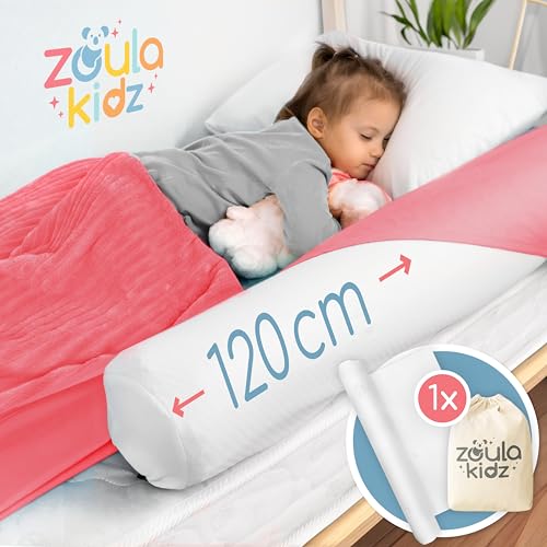 zoula kidz® aufblasbarer Rausfallschutz Bett Reise mit Oeko-TEX® Stoffüberzug [120cm, 1er Set] - Bettkantenschutz Kinderbett - Fallschutz Bett für Baby & Kinder - Rausfallschutz Kinderbett