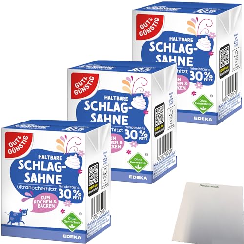 Gut&Günstig Haltbare Schlagsahne 30% Fett 3er Pack (3x200g Packung) + usy Block