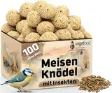 100 x 90 g =9 kg Meisenknödel mit Insekten ohne Netz Vogelfutter 4 Jahreszeitenknödel Wildvogelfutter Ganzjahresfutter Fettfutter