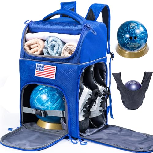 VIGEGARI Bowlingball-Rucksack für Einzelball mit Bowlingball-Becherständer & Poliertasche, Bowlingballtasche mit separatem Schuhfach – Bowlingtaschen für 1 Ball & Bowling-Zubehör für Herren