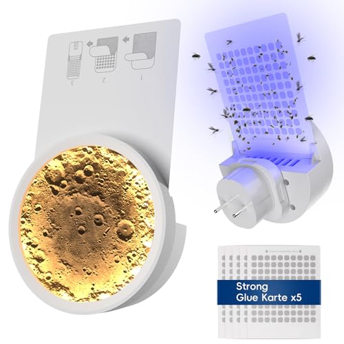 TONYFUL Fruchtfliegenfalle Innenbereich, Insektenvernichter Elektrischer, Mückenschutz, UV-Licht Obstfliegenfalle, Elektrische Fliegenfalle für Innenbereich(1 Gerät+5 Nachfüllungen)