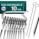 4happy Rouladennadeln, 10 Stück im Set - Rouladenspieße mit Griff und scharfer Spitze, Rouladennadeln Edelstahl rostfrei ersetzen Rouladenklammern, Länge 10 cm