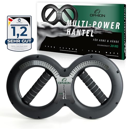 OPHION Multi Power Hantel | Handtrainer Unterarmtrainer Armtrainer | Widerstand 20kg | Handgelenk, Schulter & Brust Trainer | Sportler Trainingsgerät | Fitness Sportgerät klein für Zuhause & Outdoor