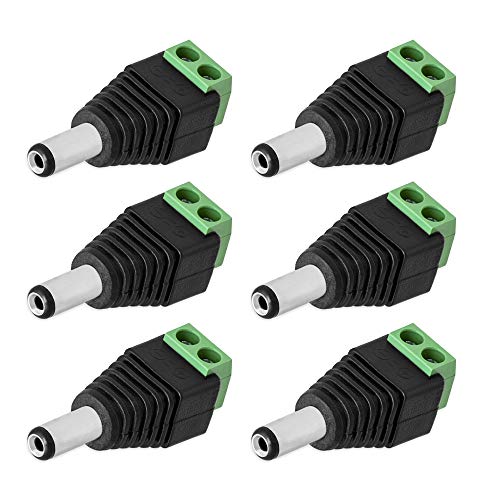 E.T 6X DC Stecker Hohlstecker Adapter 2,5 mm x 5,5 mm > Terminal Block 2 Pin Schraubklemmen