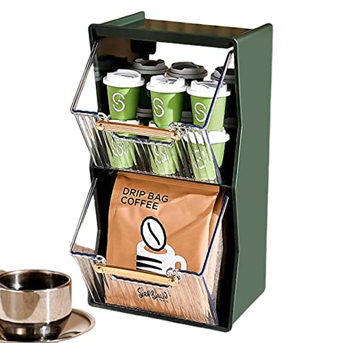 Teebox für Teebeutel, Organizer – Transparente Kaffee-Organizer-Station, 2 Etagen, abnehmbare Teebeutel-Aufbewahrungs-Organizer – Tee-Paket-Regal, Teebeutel- , Küche, Teezimmer