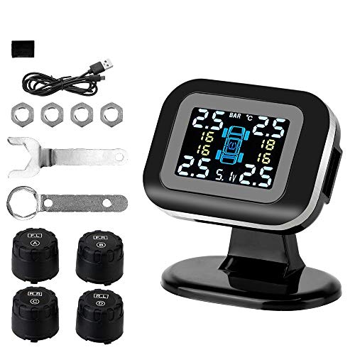 Reifendruck Kontrollsystem USB-Mini-Car-Reifendrucküberwachungssystem Auto-Sicherheitssysteme mit 4-stück externer Sensor Wireless
