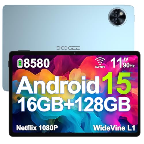 DOOGEE U11 Android 15 Tablet 11 Zoll 16GB RAM +128GB ROM (2TB TF) 8580mAh Gaming Tablet Android, 13MP+5MP, Octa-Core Tablet PC 2.4G+5G WLAN GMS/ WidevineL1/ 3.5mm Audio/GPS/Face ID/OTG [2025]