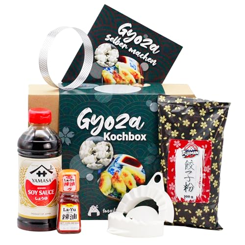 Gyoza Kochset für japanische Teigtaschen (für 20 Dumplings, 6-teilige DIY Gyoza Box, inkl. Anleitung), Geschenkidee