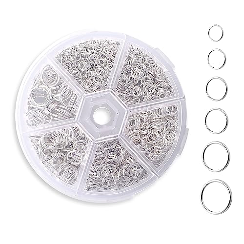 1000 Stück Biegeringe für Schmuckherstellung Silber Sprungringe Set Schmuck Reparatur Kit Metall Biegeringe Mini-Ringverbinder für Schlüsselanhänger Halskette Ohrringe reparatur