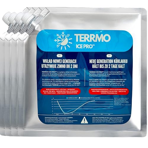 TERRMO Ice Pro™ Premium Groß Kühlakku für Kühltasche, Kühlbox, Kühlrucksack | Lange Kühldauer bis zu 48-72h | Wiederverwendbar, Hochleistungsfähig | Kühlelemente XL | 830ml/900g, 25x25cm (4er Pack)