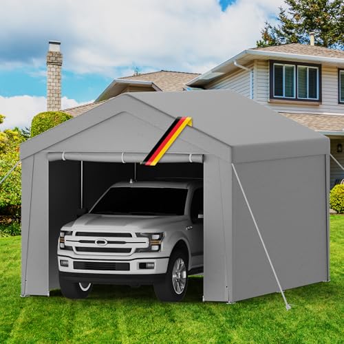 Carport Zeltgarage 3x4m – Wasserdichtes Garagenzelt mit abnehmbaren Seitenwänden – UV-beständig Winterfest Unterstand für Auto, SUV, LKW, Boot – Lagerzelt Weidezelt Garten Garage, grau