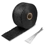NEZUIBANYZH Hitzeschutzband für Auspuff - 5 m schwarzes Thermoband mit 6 Edelstahlkabelbindern