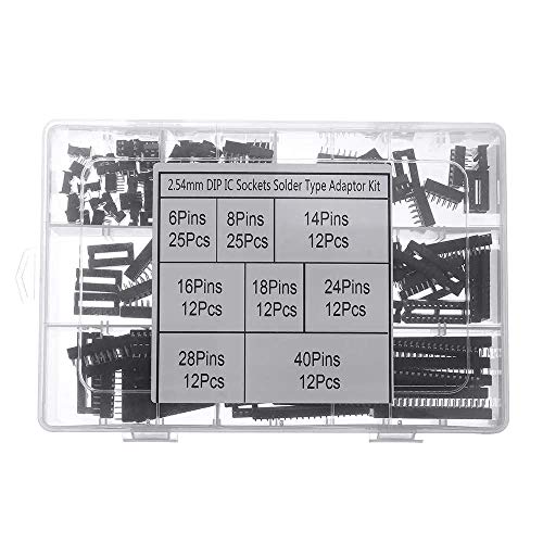 DollaTek 122 Stück DIP-IC-Sockeladapter Löt-Sockel-Kit 6/8/14/16/18/24/28/40 Pins