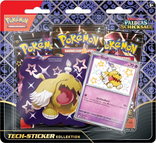 Pokémon-Sammelkartenspiel: Tech-Sticker-Kollektion Karmesin & Purpur – Paldeas Schicksale – Gruff (1 holografische Promokarte & 3 Boosterpacks)