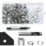 Ösen Werkzeug Kit, 120 Sets Ösen Scheiben 12mm, Ösen Set mit 3 Werkzeuge Ösenzange für Planen Metallösen für Stoff Leder Taschen