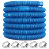 Monzana® Poolschlauch 10m Ø 32mm flexibel mit Muffen 5X Schlauchschellen UV Chlor resistent Schwimmbadschlauch Pumpenschlauch Wasserschlauch Blau