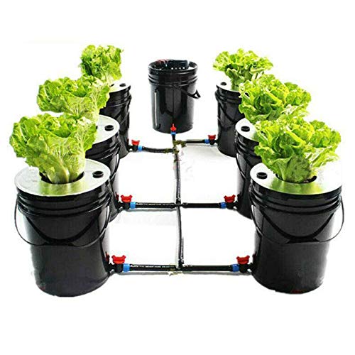 Fetcoi Hydroponic System Indoor Hydroponisches Anzuchtsystem Erdlose Anbau Hydroponic Grow System Kit 7 Bucket Versatile Hydroponics 5 Gal (20L) Deep Water Culture