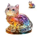 2 Pack Katzen Deko Acryl Farbe Katzenfigur 2D Dekoration Desktop Stehdekoration Lucky Cat Tischdekoration Statue Heimdekoration Ornamente für Küchen Wohnzimmer Schlafzimmer Valentine's Day Deko