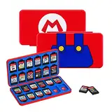 JINGDU Game Card Case für Nintendo Switch, robuste & tragbare 48 Slots Spiele Aufbewahrungsbox mit 24 Game Card Slots und 24 Micro SD Card Slots (Mario)