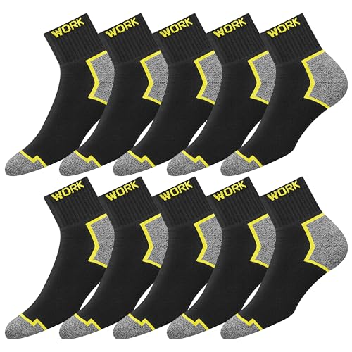 SOXCO 10 Paar Kurze Arbeitssocken Herren Quarter Socken WORK Socks, 43-46