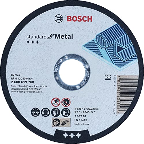 Bosch Accessories Professional 1x Standard for Metal Straight Cutting Trennscheibe (für Bleche, Stahl, Ø 125 x 1 x 22, 23 mm, Zubehör Winkelschleifer), Ø 125 mm