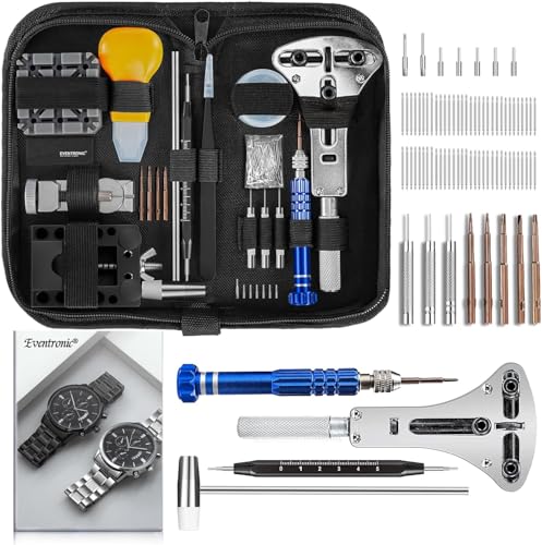 Eventronic Uhrenwerkzeug Set, Uhr Reparatur Uhrmacherwerkzeug Uhr Werkzeug Tasche Watch Tools in Schwarze Nylontasche