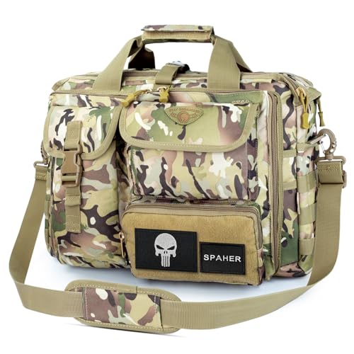 SPAHER Arbeitstasche Herren Laptoptasche 14/15.6/17.3 Zoll Messenger Bag Herren Pilotentasche Aktentasche Herren Taktische Tasche Militär Tasche Tragetasche Herren Schultertasche Geschenk für Männer