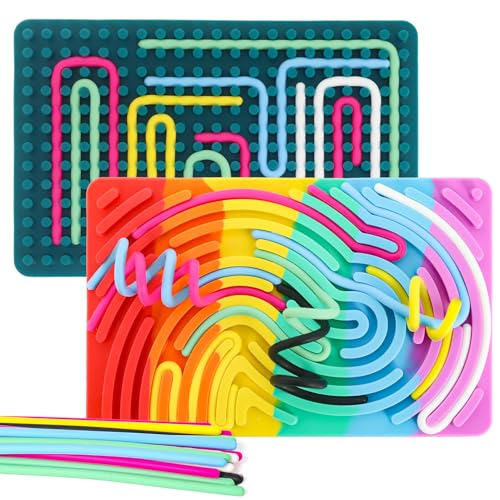 XIAPIA Sensorik Spielzeug Silikon Activity Board 2STK, Stressabbau & Förderung bei ADHS, Autismus & Angst für Kinder Erwachsene, Reisespiele Busy Board für Junge und Mädchen ab 3 Jahre