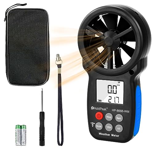 Windmesser Windmessgerät, Digitaler Windmesser für Windgeschwindigkeit Temperatur Wind Chill Tester mit Feuchtigkeit, Altitude, für Drohnenflug HVAC, Anemometer Barometer Handheld