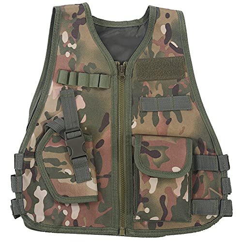 Dilwe Kid Hunting Vest, Kinder Camouflage Vest mit Multi Pocket No Kids Camouflage Vest Outdoor Sports Vrst(CP Tarnung L.)