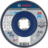 Bosch 1x PRO Metal X571 Fächerschleifscheibe, abgewinkelte Ausführung für X-Lock (für Stahl, Edelstahl, Ø 125 mm, Körnung 120, Professional Zubehör Kleiner Winkelschleifer)