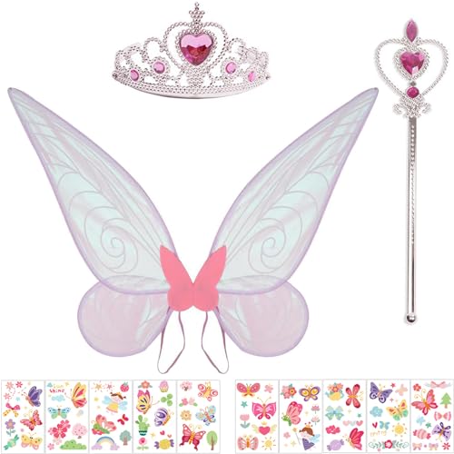 Feenflügel Rosa Halloween Karneval Feenflügel Erwachsene Kinder Elfenflügel Schmetterlingsflügel Erwachsene Glitzer Feen Flügel Kostüm Damen Fairy Wings(60×48CM)