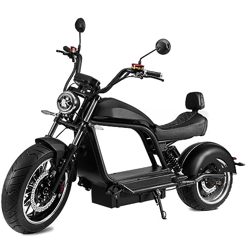 Elektroroller “HL 6.0”, 3000 Watt, 100 km Reichweite, Straßenzulassung, 45Ah Lithium-Akku, Elektro Roller, E-Roller mit Sitz, 50 ccm, Elektro Motorroller, Schwarz